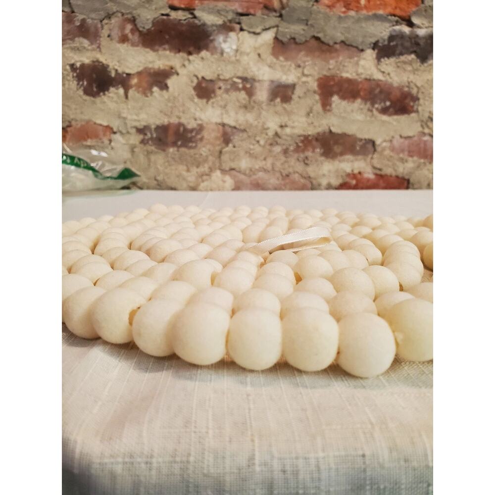 9ft Velvet Ball Garland White Pom Pom Nursery Christmas Tree Holiday Party Decor - Picture 2 of 2